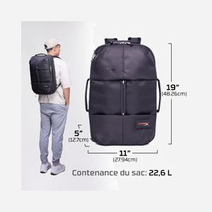 HyperX Sac à dos Knight Black pour PC portable jusqu'à 16.1" (40.9cm), 22.6L, Polyester, résistant à l'eau, 482x279x127mm, 907g - Miniature 3