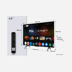 TCL 43P7K TV QLED 43" 4K Ultra HD (3840x2160) Google TV 12.0, HDR10+, Dolby Vision, HDMI 2.1, Wifi, DVB-T2/C/S2, Métallique - Miniature 2