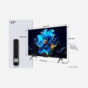 TCL 43P7K TV QLED 43" 4K Ultra HD (3840x2160) Google TV 12.0, HDR10+, Dolby Vision, HDMI 2.1, Wifi, DVB-T2/C/S2, Métallique - Miniature 3
