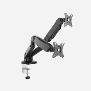 Support Bureau ART L-16GD-GAZ Double Écran 13"-27" (33-68.6cm) 6.5kg VESA 75/100mm Inclinaison -45°/+90° Rotation 360° Noir Montage Pince/Boulon