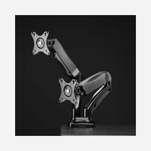 Support Bureau ART L-16GD-GAZ Double Écran 13"-27" (33-68.6cm) 6.5kg VESA 75/100mm Inclinaison -45°/+90° Rotation 360° Noir Montage Pince/Boulon - Miniature 2