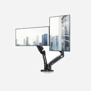 Support Bureau ART L-16GD-GAZ Double Écran 13"-27" (33-68.6cm) 6.5kg VESA 75/100mm Inclinaison -45°/+90° Rotation 360° Noir Montage Pince/Boulon - Miniature 4