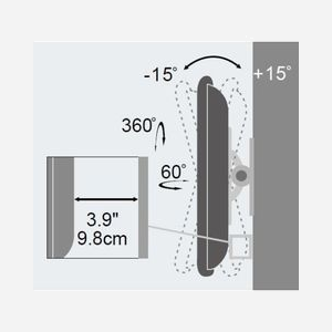 Support Mural TV Techly ICA-LCD-201WH Blanc, 13"-30", VESA 75x75/100x100, Inclinaison -15°/+15°, Rotation 360°, Charge Max 23kg, Distance Mur 9.8cm - Miniature 5