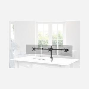 Support écran bureau Hama 00118495 pour 3 écrans 10"-27" (25.4-68.6cm), VESA 75x75/100x100, Pince, Inclinaison +/-25°, Rotation 180°, Hauteur réglable, Noir - Miniature 5