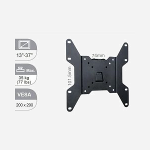 Support mural TV Vivolink VLMW1337, 13"-37", VESA 50x50-200x200mm, Charge max. 35kg, Réglable en hauteur, Noir, Conforme RoHS, Kit de montage inclus - Miniature 1