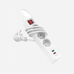 Multiprise Hama 44133757 - 3 Prises CA 250V - Câble 1.4m - 1 USB Type-A + 1 USB Type-C 18W - Protection Court-circuit - Blanc - Dimensions 42x37x237mm - Miniature 3