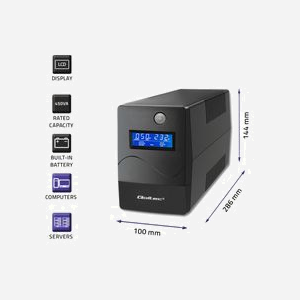 Qoltec Monolith UPS 0.65 kVA / 360W Double-Conversion Online, 2 Prises Type F, USB Type-B, Interface Série RJ-45, Batterie 12V 9Ah, Format Compact - Miniature 3
