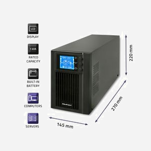 Qoltec 53042 UPS Double-conversion (en ligne) 1kVA/800W, 2 prises Type F, USB Type-B, Batteries 24V 9Ah, Sinusoïde Pur, 115-300V input, Port RS-232, RJ-45 - Miniature 3