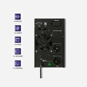 Qoltec 53042 UPS Double-conversion (en ligne) 1kVA/800W, 2 prises Type F, USB Type-B, Batteries 24V 9Ah, Sinusoïde Pur, 115-300V input, Port RS-232, RJ-45 - Miniature 5
