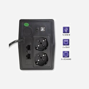 Qoltec Monolith UPS 1kVA Double-Conversion (Online) 600W, 2 Prises Type F, USB Type-B, Tension d'entrée 140-300V, Fréquence 50/60Hz - Miniature 5