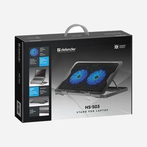 Defender NS-503 - Support Refroidisseur pour Ordinateur Portable jusqu'à 17" - 2 Ventilateurs 126mm 1000 RPM - USB - Noir - 6 Niveaux Hauteur - Éclairage Bleu - Miniature 2