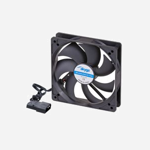 Ventilateur Akyga AW-12A-BK 120mm Noir pour Boitier PC, 1000 RPM, 20 dBA, 66 CFM, connecteur Molex, ABS, MTBF 30000h, 120x120x25 mm