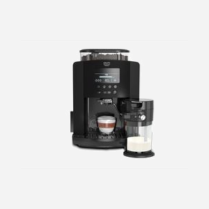 Krups Essential EA819N10 Machine Expresso Automatique, 1450W, 15 Bar, 1.7L, Broyeur 260g, Thermoblock, LCD, Noir, Café en Grains, Cappuccino, Ristretto. - Miniature 1