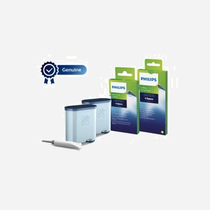 Philips Kit Entretien CA6707/10 pour Machines à Café Saeco/Philips : 2 Filtres AquaClean, 6 Pastilles Dégraissantes, 6 Nettoyants Circuit Lait, 1 Tube de Graisse