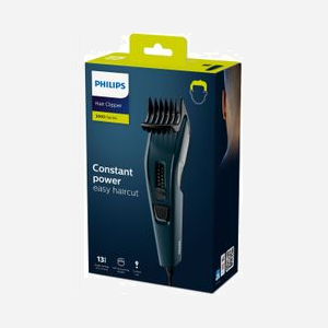 Philips HC3505/15 Tondeuse Cheveux Series 3000 - Lames Acier Inoxydable 4.1cm, 13 Longueurs (0.5-23mm), Secteur/Batterie Rechargeable, Noir/Vert - Miniature 3