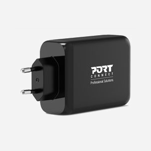 Port Designs 902107EU Chargeur Secteur Universel 130W 3x USB Type-C Power Delivery, GaN, Charge Rapide - Noir - Tension 100-240V - Câble USB Type-C inclus - Miniature 3