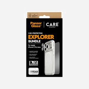 PanzerGlass CARE Flagship 3-in-1 Urban Explorer pour iPhone 17 Pro Max - Protection d'écran en verre trempé, PET, Silicone - Résistance rayures/chocs - 159.3x73.8x0.71mm - Miniature 3