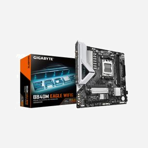 Carte mère GIGABYTE B840M EAGLE WIFI6 – Socket AM5 pour AMD Ryzen 9000, VRM 5+2+2 phases, DDR5 7600 MHz (O.C.), 1x M.2 PCIe 4.0 + 1x M.2 PCIe 3.0, Wi-Fi 6, LAN 2.5 GbE, USB 3.2 Gen 1