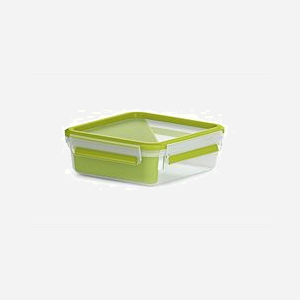 EMSA Boîte Alimentaire 518104 0.85L PP/TPE Transparent 163x163x58mm Antifuite Compatible Lave-vaisselle/Micro-ondes/Congélateur Fabrication Allemande