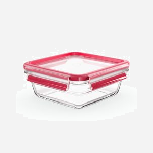 EMSA CLIP & CLOSE N1041400 Boîte Carrée en Verre 0.8L 166x166x70mm -40°C à 420°C Compatible Lave-vaisselle, Congélateur et Micro-ondes - Miniature 1