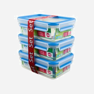 EMSA 508558 : Boîte Rectangulaire 1L (Lot de 3) - PP/TPE Bleu & Transparent, 195x135x70mm, Compatible Lave-vaisselle/Congélateur/Micro-ondes, Sans BPA - Miniature 1