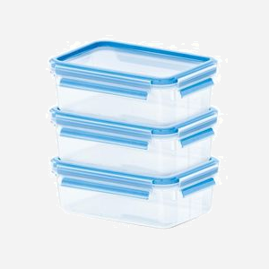 EMSA 508558 : Boîte Rectangulaire 1L (Lot de 3) - PP/TPE Bleu & Transparent, 195x135x70mm, Compatible Lave-vaisselle/Congélateur/Micro-ondes, Sans BPA - Miniature 2