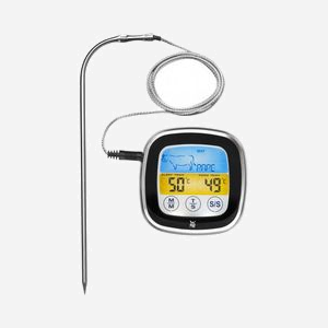 WMF 06.0819.6030 Thermomètre Numérique LCD -20-250°C, Acier Inoxydable/Noir, Alimentation 2x LR03 (3V), Dimensions 70x70x25mm - Miniature 1