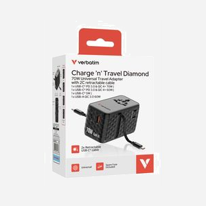 Verbatim 30186 Chargeur Secteur Universel Noir : 1x USB 2.0, 1x USB-C (Power Delivery 3.1, 70W), Charge Rapide (Quick Charge 4+, PPS), 100-250V - Miniature 3