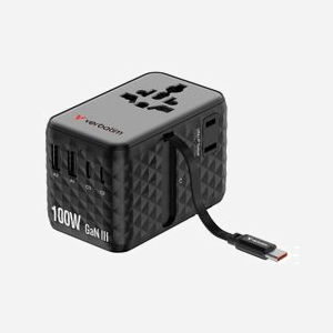 Verbatim Chargeur Secteur Universel 30191 : 2x USB-C Power Delivery 3.1 (100W), 2x USB 2.0, Charge Rapide, GaN, 100-250V, PPS, Câble 0.63m, Noir - Miniature 3
