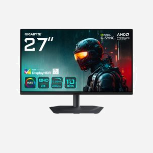 GIGABYTE Ecran Gaming QD-OLED 27" QHD 2560x1440 280Hz 0.03ms GTG HDMI 2.1/DisplayPort 1.4 G-SYNC Compatible/FreeSync Premium Pro - Miniature 1