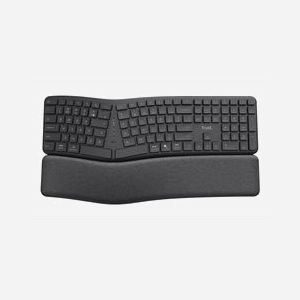 Clavier Ergonomique Sans Fil Trust Keyra, QWERTY US Intl, RF 2.4GHz + Bluetooth, 111 touches, repose-poignets, piles AA, Windows/macOS/Android/iOS/ChromeOS - Miniature 5