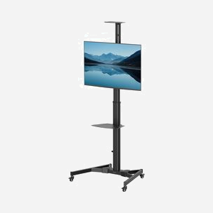 Support d'écran Fellowes 100136877 Autonome Sol 70" (177.8cm) Max. 50kg Inclinaison 10-20° Rotation 180° Noir avec Gestion des câbles et Roues verrouillables. - Miniature 1