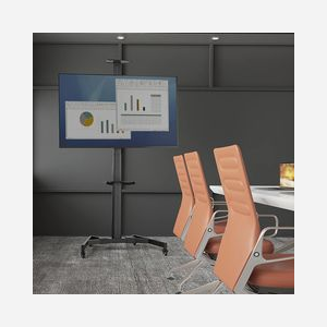 Support d'écran Fellowes 100136877 Autonome Sol 70" (177.8cm) Max. 50kg Inclinaison 10-20° Rotation 180° Noir avec Gestion des câbles et Roues verrouillables. - Miniature 3
