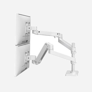 Support double écran Ergotron LX Pro Series 45-690-290, fixation pince, max 2x10kg (total 20kg), écrans jusqu'à 27", VESA 75/100, blanc - Miniature 1