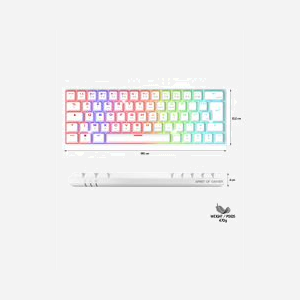 Clavier mécanique Spirit of Gamer XPERT-K200 60% TKL 64 touches Switch rouge Anti-Ghosting triple mode (RF 2,4GHz/Bluetooth/USB filaire) compatible Windows/macOS/Android/iOS rétroéclairage RGB 22 modes batterie 1800mAh USB-C blanc (CLA-XK200WT) - Miniature 2