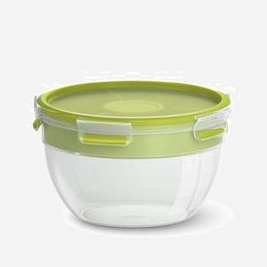 EMSA N1071300 : Lot de 3 Boîtes Rondes 2.6L (209x218x127.2mm) Polypropylène/TPE Vert/Transparent, Compatible Lave-Vaisselle/Micro-Ondes/Congélateur