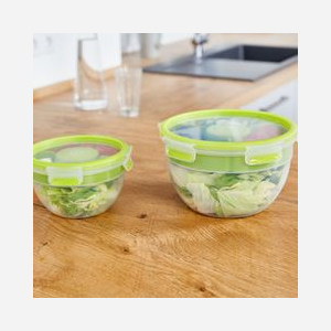 EMSA N1071300 : Lot de 3 Boîtes Rondes 2.6L (209x218x127.2mm) Polypropylène/TPE Vert/Transparent, Compatible Lave-Vaisselle/Micro-Ondes/Congélateur - Miniature 4