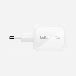 Belkin WCH018HQWH Chargeur Secteur 70W GaN, 2x USB-C Power Delivery 3.1 (PPS), 1x USB-A, Universel, Protection Surtension/Surcharge/Court-circuit - Miniature 2