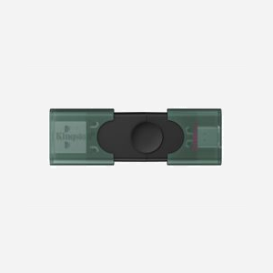 Kingston DataTraveler Duo 256GB USB 3.2 Gen 1 Type-A/Type-C, Compatible Windows, macOS, Linux, Chrome OS, Dimensions 64x21.2x10.4mm, Noir/Vert