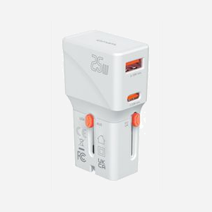 4smarts Chargeur Secteur Universel 25W Power Delivery 3.0/PPS, USB-C, Quick Charge 3.0, 5-12V, FCP, Prises AU/EU/UK/US, Blanc/Orange