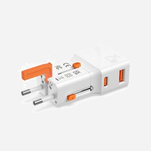 4smarts Chargeur Secteur Universel 25W Power Delivery 3.0/PPS, USB-C, Quick Charge 3.0, 5-12V, FCP, Prises AU/EU/UK/US, Blanc/Orange - Miniature 2