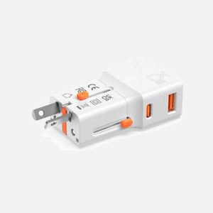 4smarts Chargeur Secteur Universel 25W Power Delivery 3.0/PPS, USB-C, Quick Charge 3.0, 5-12V, FCP, Prises AU/EU/UK/US, Blanc/Orange - Miniature 4