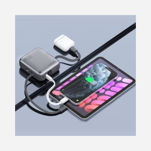 4smarts Powerbank 541625 10000mAh LiPo, 3 Ports USB-C, Power Delivery 3.0, PPS, Quick Charge 3.0, SuperCharge, Adaptive Fast Charging, FCP, LCD, Gris - Miniature 2
