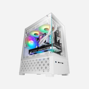 Mars Gaming MC-SE2W Mini Tower PC Blanc, Micro ATX/Mini-ITX, 1x120mm AR, USB 3.2 Gen 1, Vitre Trempée, RGB, Refroidissement Liquide 120/240mm
