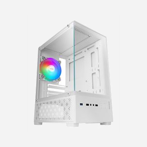 Mars Gaming MC-SE2W Mini Tower PC Blanc, Micro ATX/Mini-ITX, 1x120mm AR, USB 3.2 Gen 1, Vitre Trempée, RGB, Refroidissement Liquide 120/240mm - Miniature 3