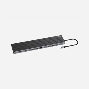 Conceptronic DONN32B : Station d'accueil USB-C 3.2 Gen 1, 3x USB-A, 2x USB-C (PD 100W), 2x HDMI 2.0 (4K), DisplayPort 1.2, Ethernet Gigabit, Lecteur MicroSD, compatible Windows/macOS/Android - Miniature 1