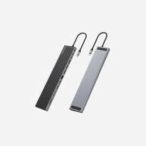 Conceptronic DONN32B : Station d'accueil USB-C 3.2 Gen 1, 3x USB-A, 2x USB-C (PD 100W), 2x HDMI 2.0 (4K), DisplayPort 1.2, Ethernet Gigabit, Lecteur MicroSD, compatible Windows/macOS/Android - Miniature 3