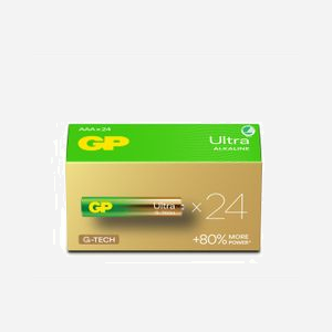 GP Batteries Ultra Alkaline GP24AU - Pile AAA Alcaline 1.5V - Lot de 24 - Dimensions 44.5 x 10.5 mm - Certification IEC 60086-2 - Température d'opération -18°C à 50°C
