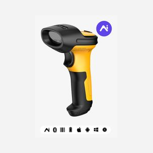 Inateck P6-AI_YELLOW Lecteur Code Barre 1D Laser Portable, Portée 60m, USB & Bluetooth, Batterie 2600mAh, PC/TPU, Compatible Windows/macOS/Linux/Android - Miniature 1