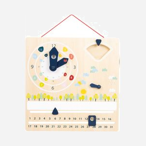 Horloge d'Apprentissage Wera Ref. 4637 - Calendrier et Horloge Bois FSC® 12/24h - Jours, Mois, Saisons - Multilingue (15 langues) - Dispositif de Suspension - Miniature 2